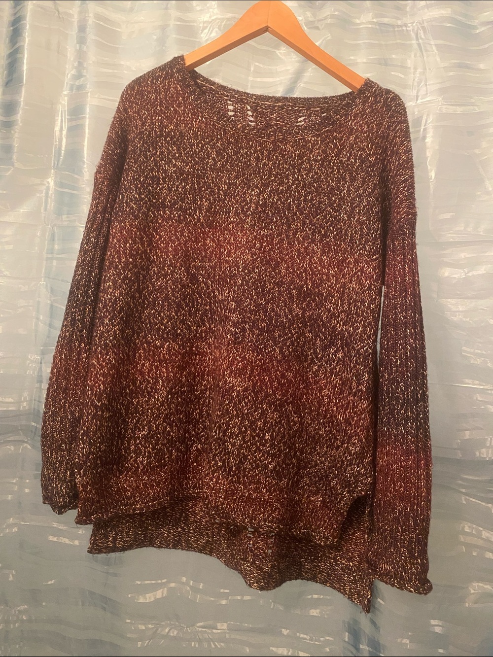 Cozy Marled Crewneck Sweater - Wine Maroon Women’s Large